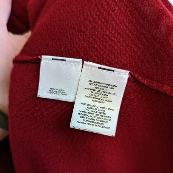 ANNE KLEIN Pointelle Trim Waterfall Cardigan ln Titian Red - Picture 6 of 6